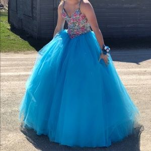 Mori lee freeze blue prom dress style 99090